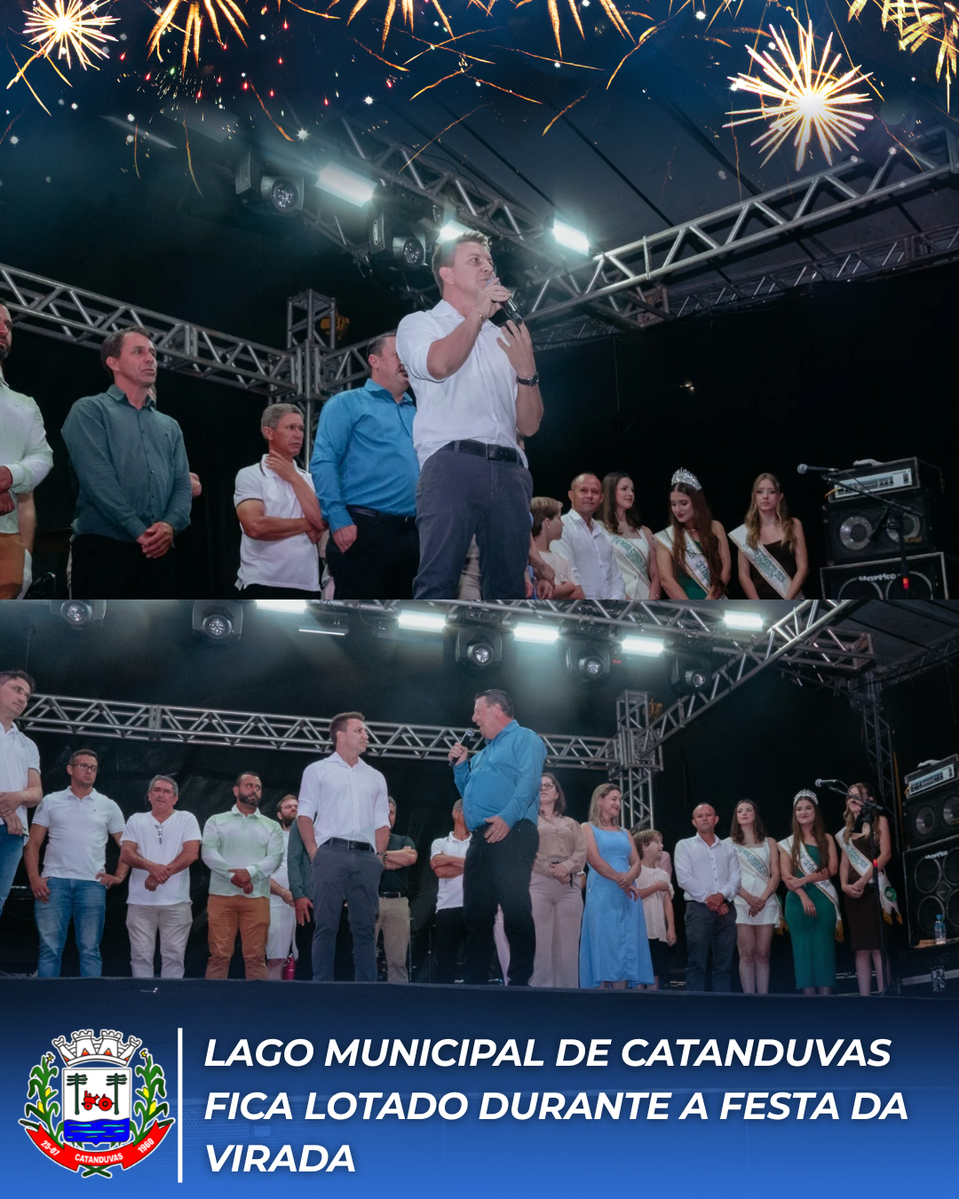 lago municipal de Catanduvas fica lotado durante a festa da virada